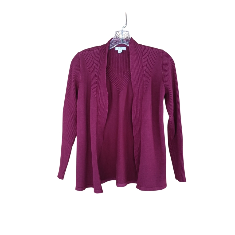 Croft & Barrow Maroon Open Front Cardigan Size XSP